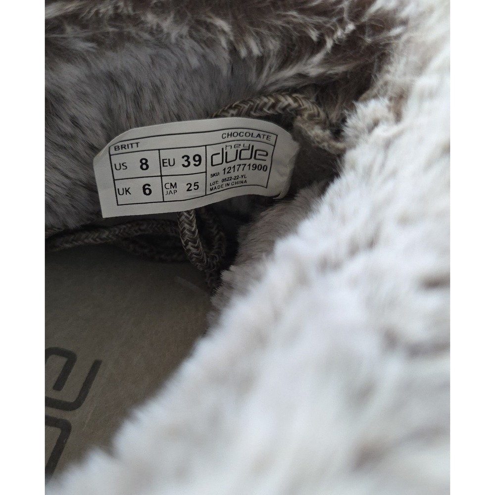 Hey Dude Britt Chocolate Furry Top Lace Up Sneaker Shoes Womens Sz 8 NWOB - Picture 10 of 10